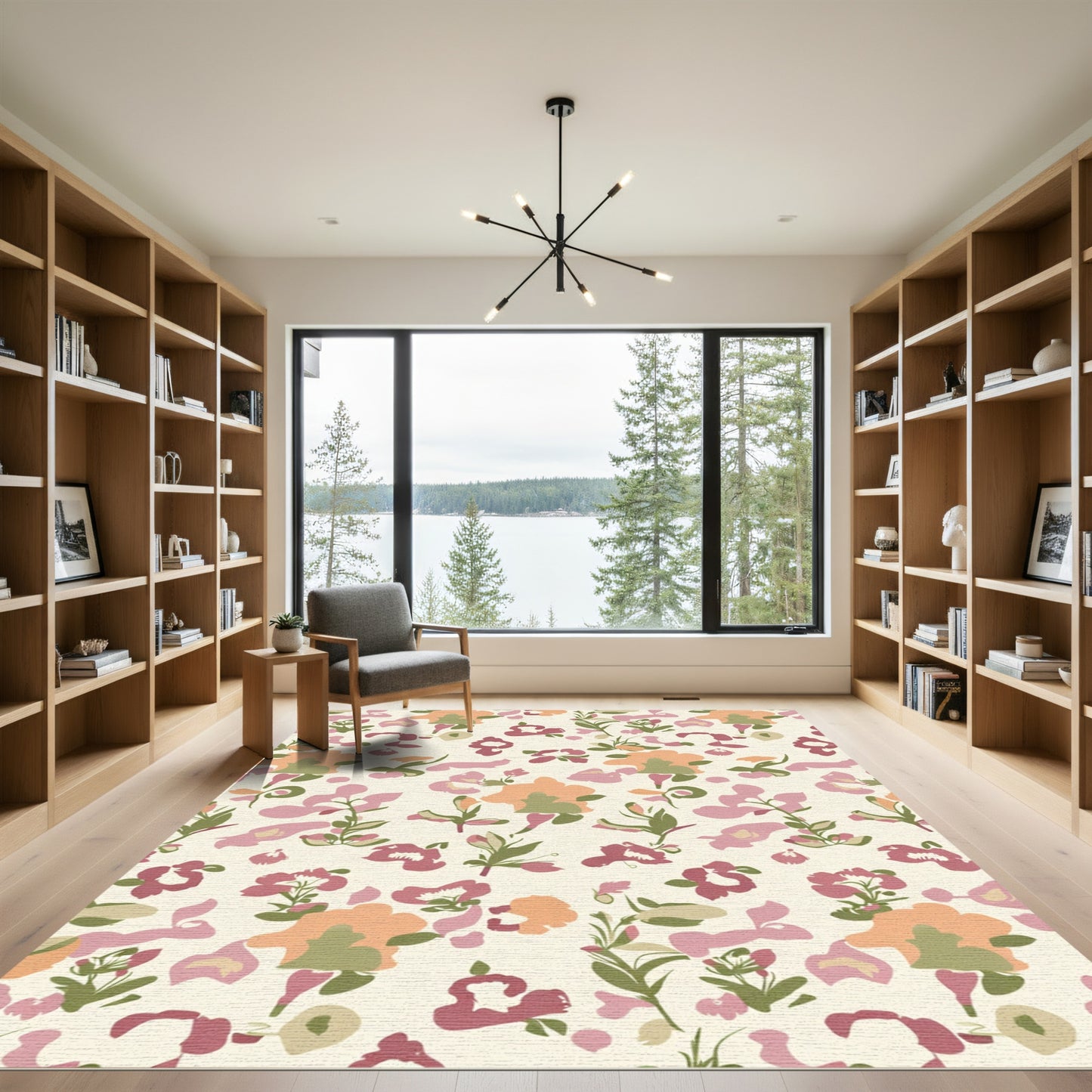 Sweet Peach Pink Floral Scatter Rug