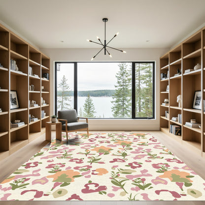 Sweet Peach Pink Floral Scatter Rug
