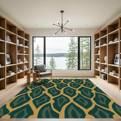 Emerald Gold Organic Linked Diamonds Rug