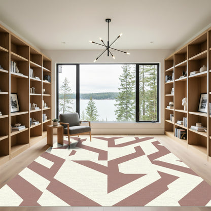 Contemporary Mauve Geometric Shape Rug