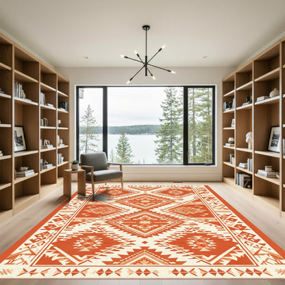 Terracotta Geo Diamond Ethnic Rug