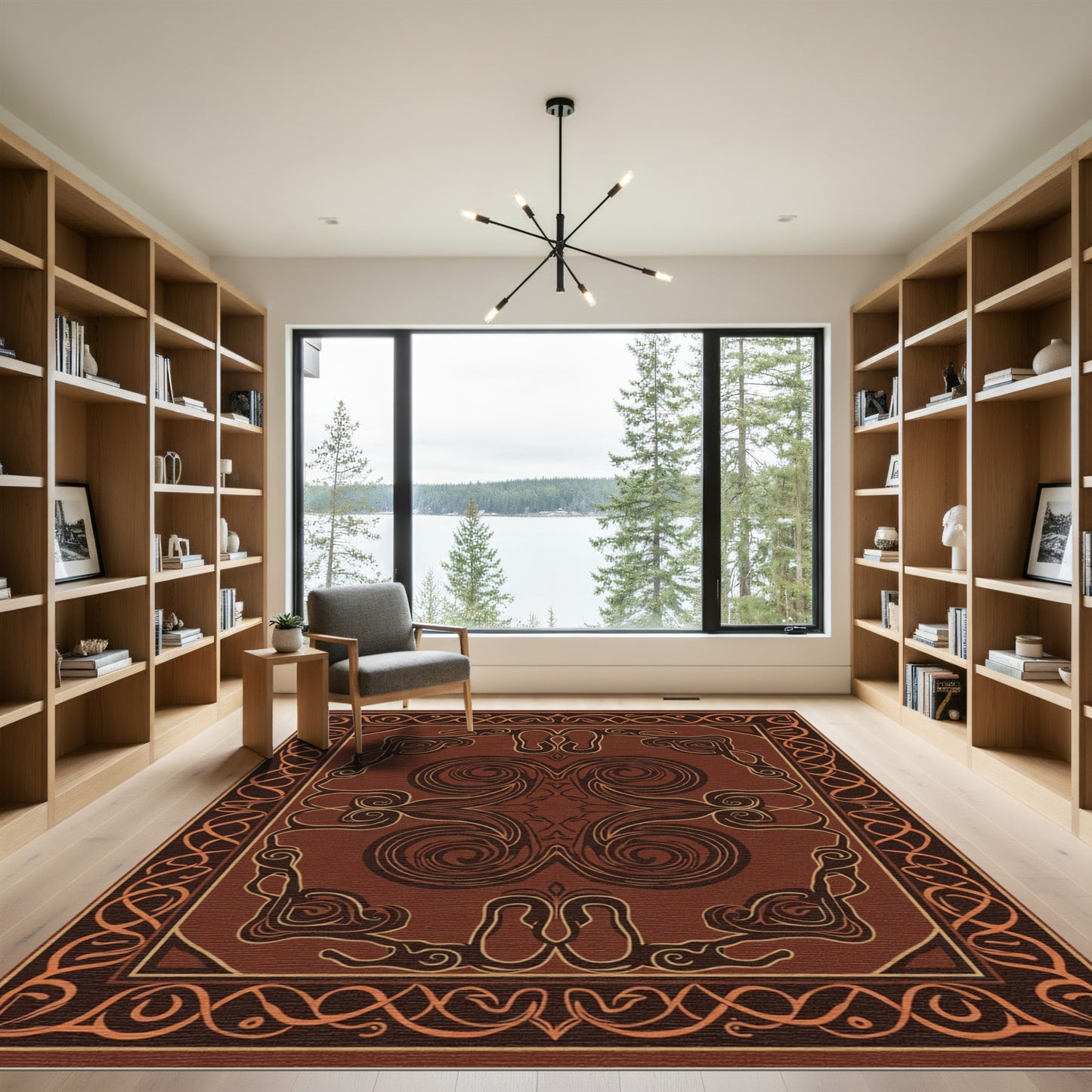 Chocolate And Amber Swirl Border Rug