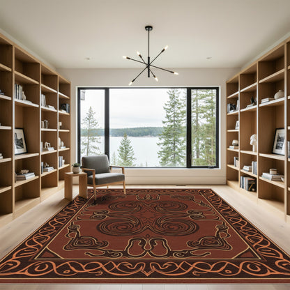Chocolate And Amber Swirl Border Rug