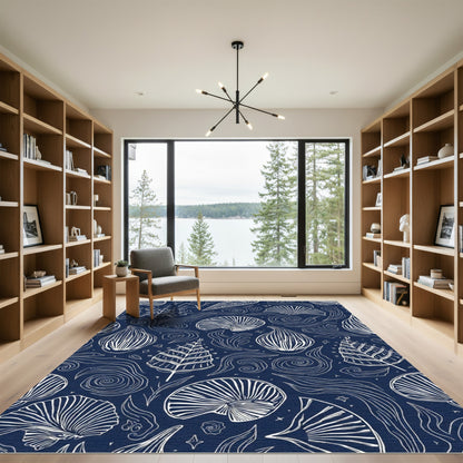 Midnight Blue Marine Life Scatter Rug