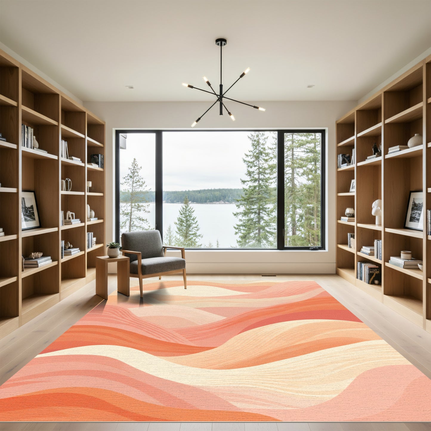 Abstract Warm Terracotta Landscape Waves Rug