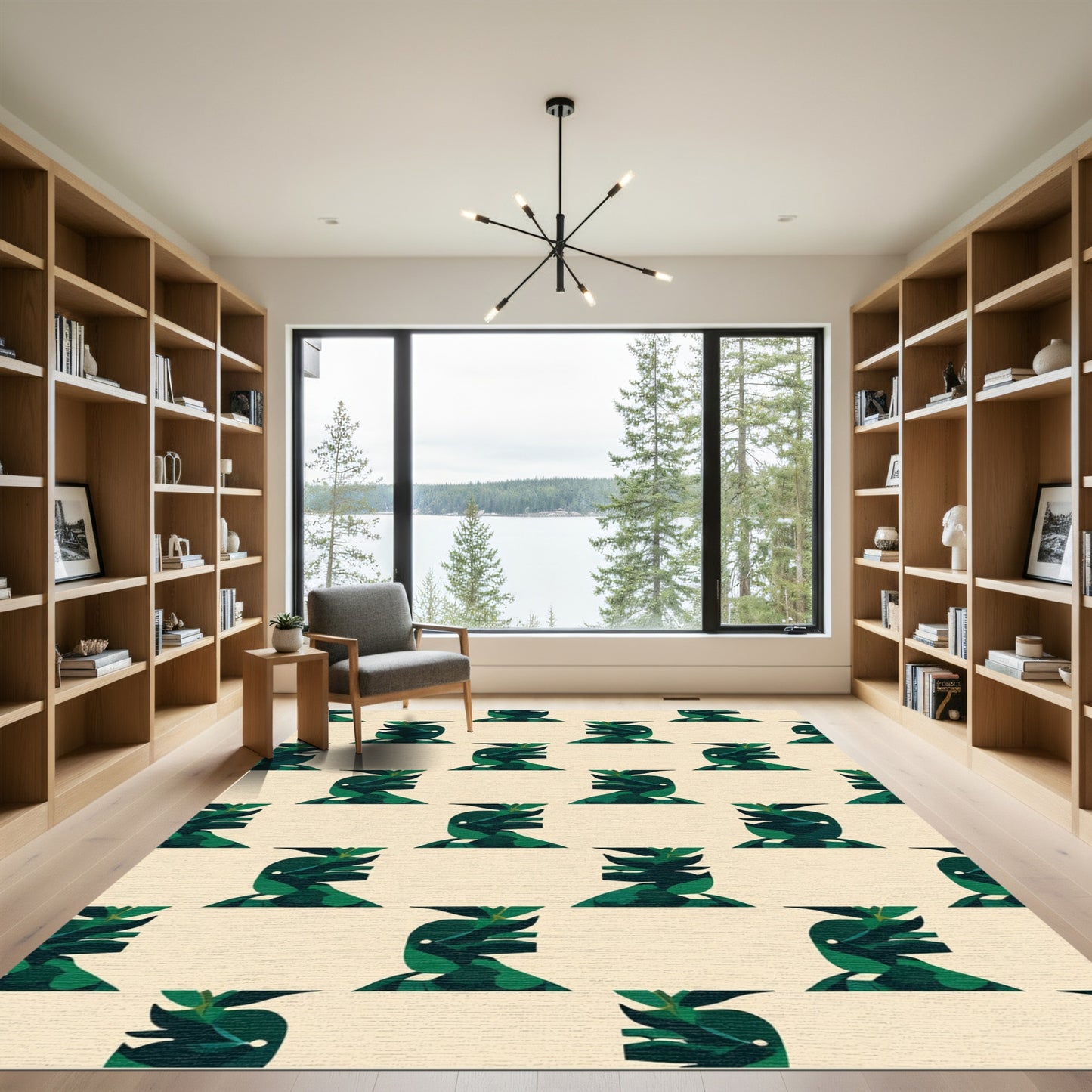 Emerald Abstract Botanical Forms Rug