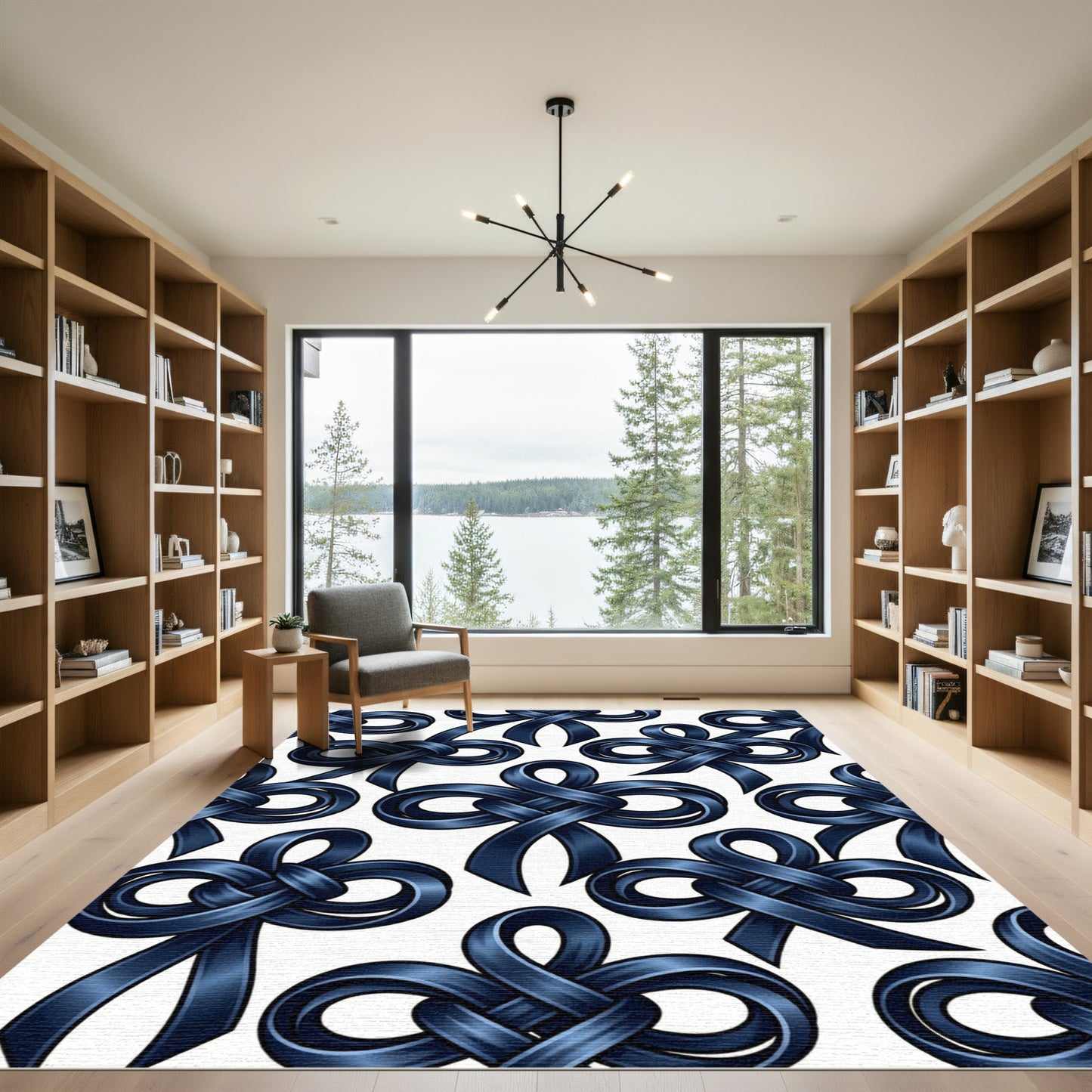 Midnight Blue Ribbon Knot Interlace Rug