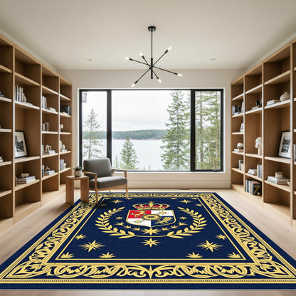 Royal Blue Gold Crested Starry Rug
