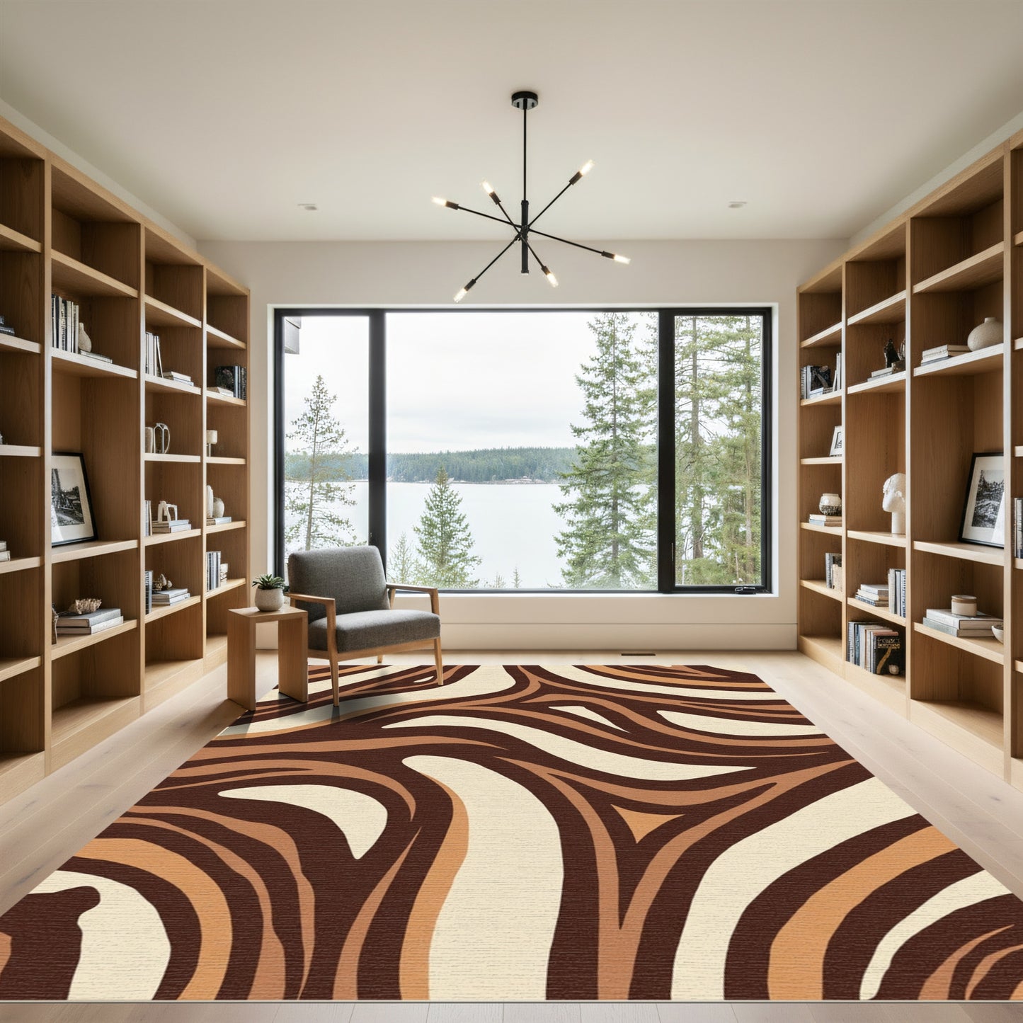 Earth Tones Swirling Abstract Zebra Rug