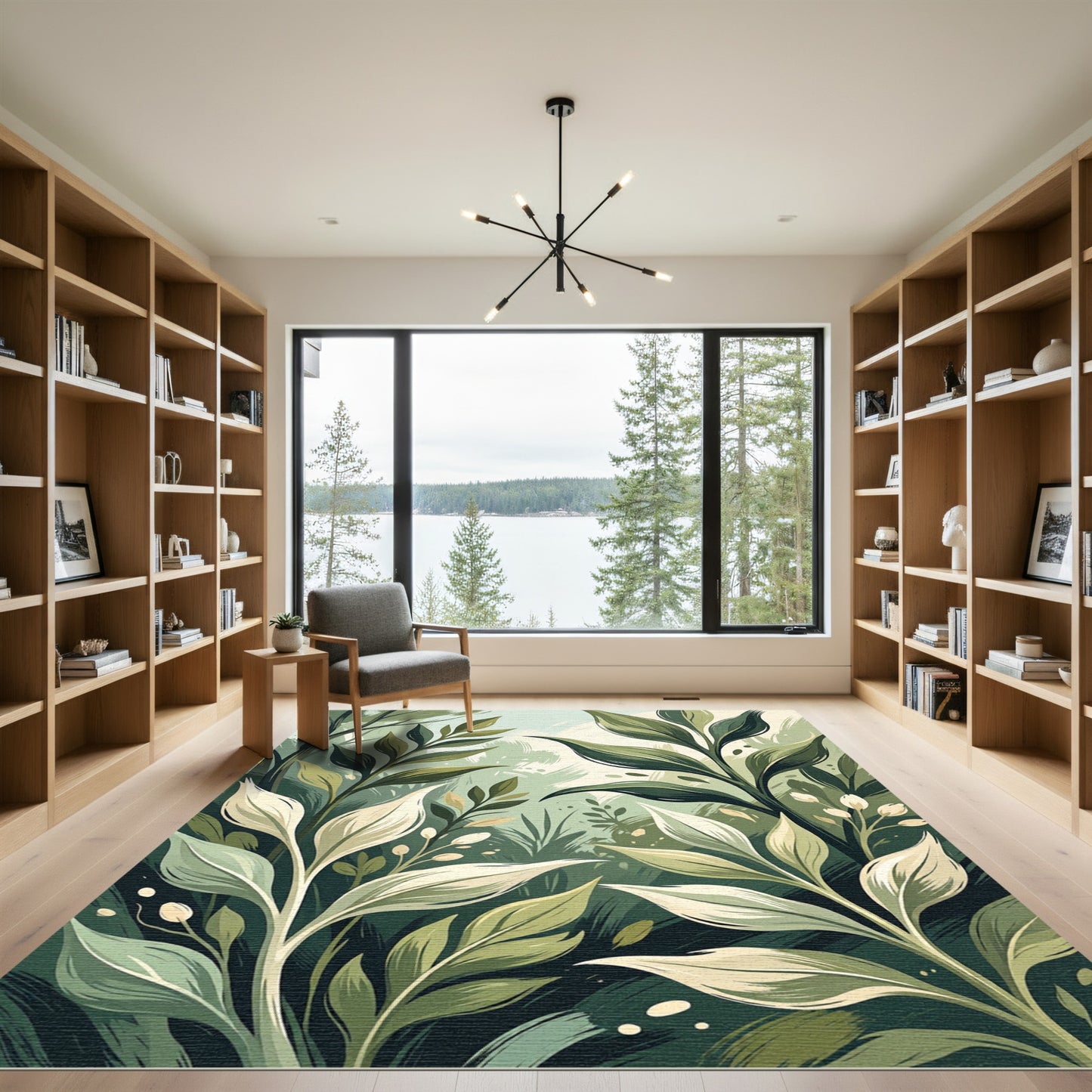 Earthy Green Leafy Vines Render Rug