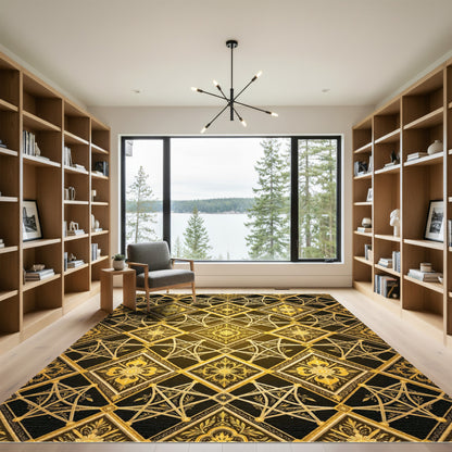 Gilded Baroque Diamond Star Lattice Rug
