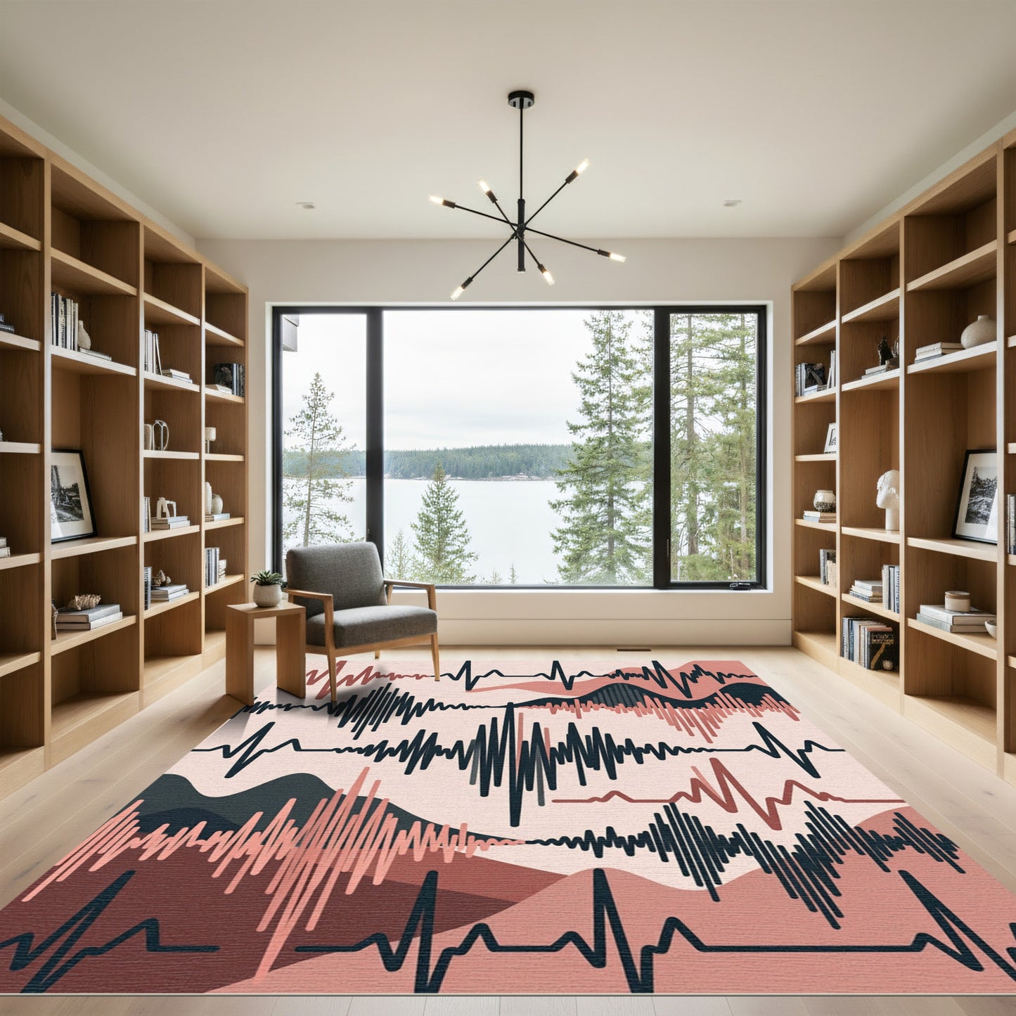 Earthy Abstract Seismic Sound Wave Rug