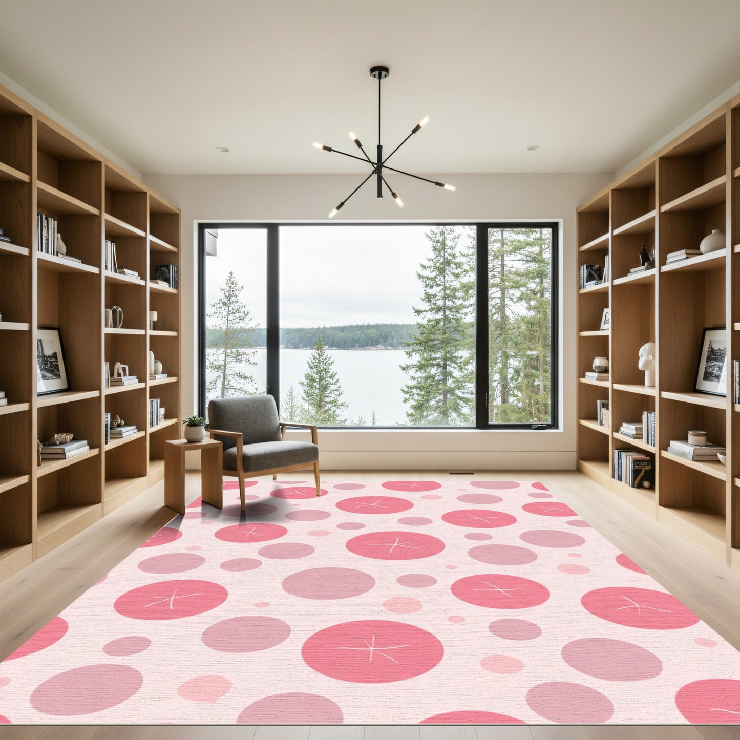 Pink Polka Dot Burst Rug