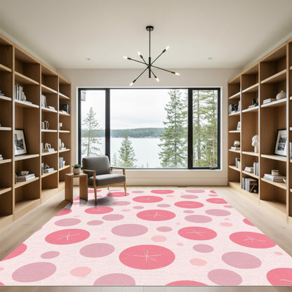 Pink Polka Dot Burst Rug