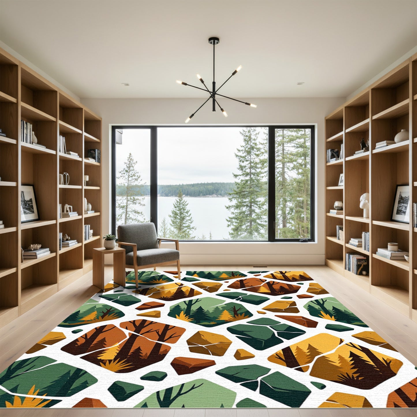 Terracotta Forest Mosaic Abstraction Rug