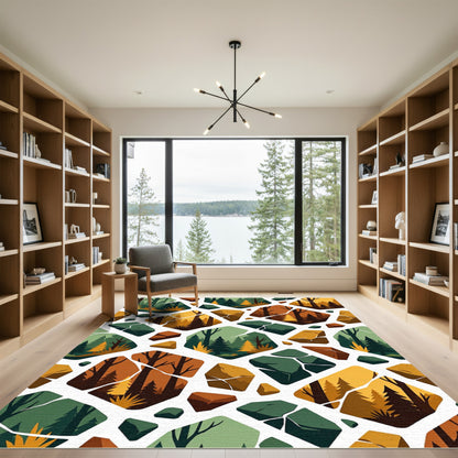 Terracotta Forest Mosaic Abstraction Rug
