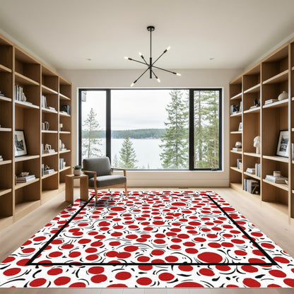 Crimson Circles Whimsical Swirl Rug