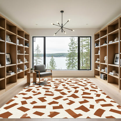 Brown Abstract Geometric Shapes Rug