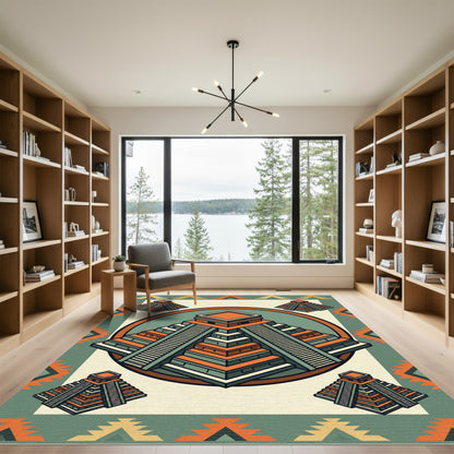 Geometric Southwestern Terracotta Pyramid Rug