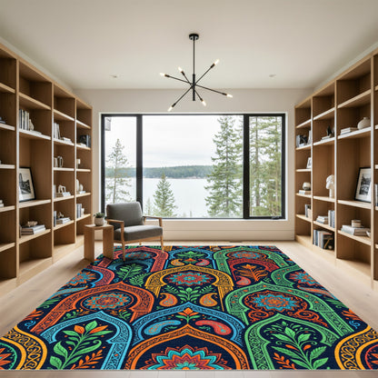 Vibrant Floral Arch Kaleidoscope Tapestry Rug