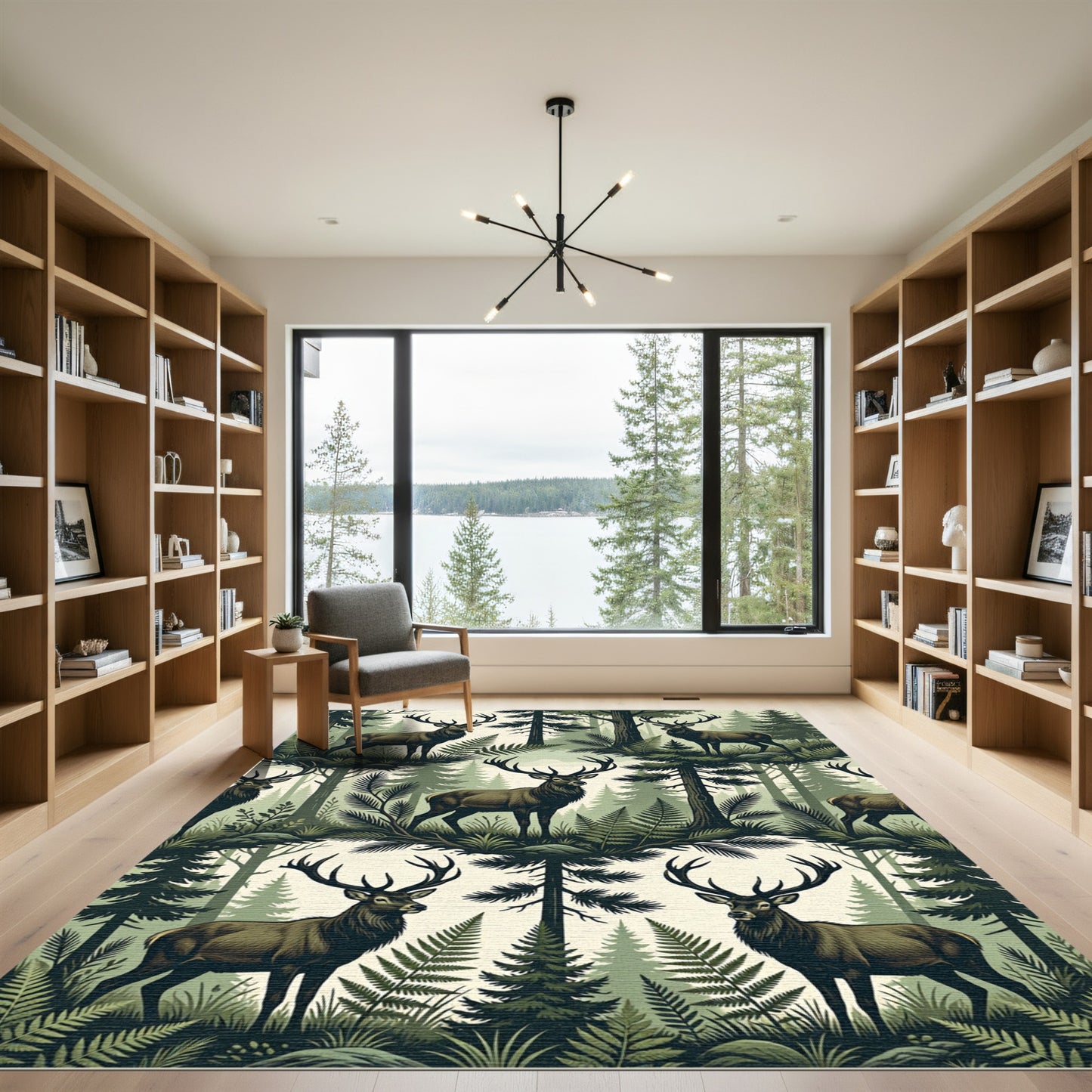 Majestic Forest Elk Woodland Nature Rug