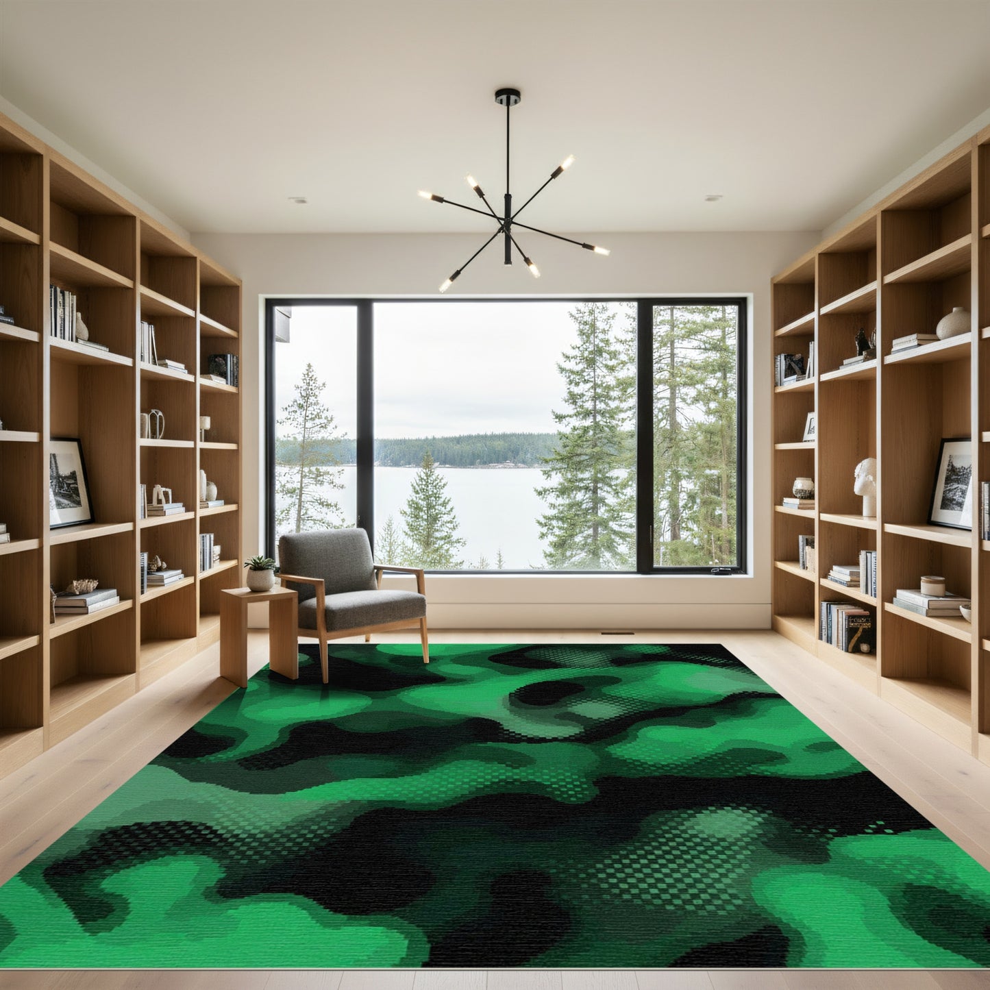 Emerald Green Pixelated Camouflage Rug
