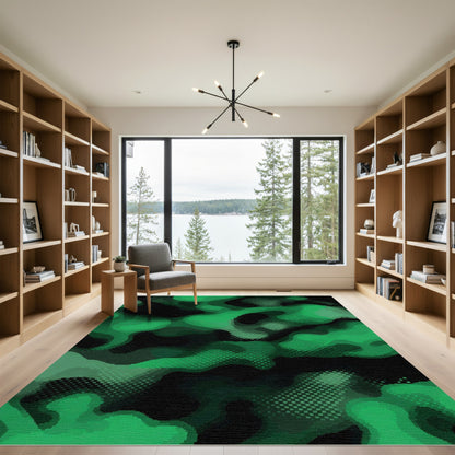 Emerald Green Pixelated Camouflage Rug