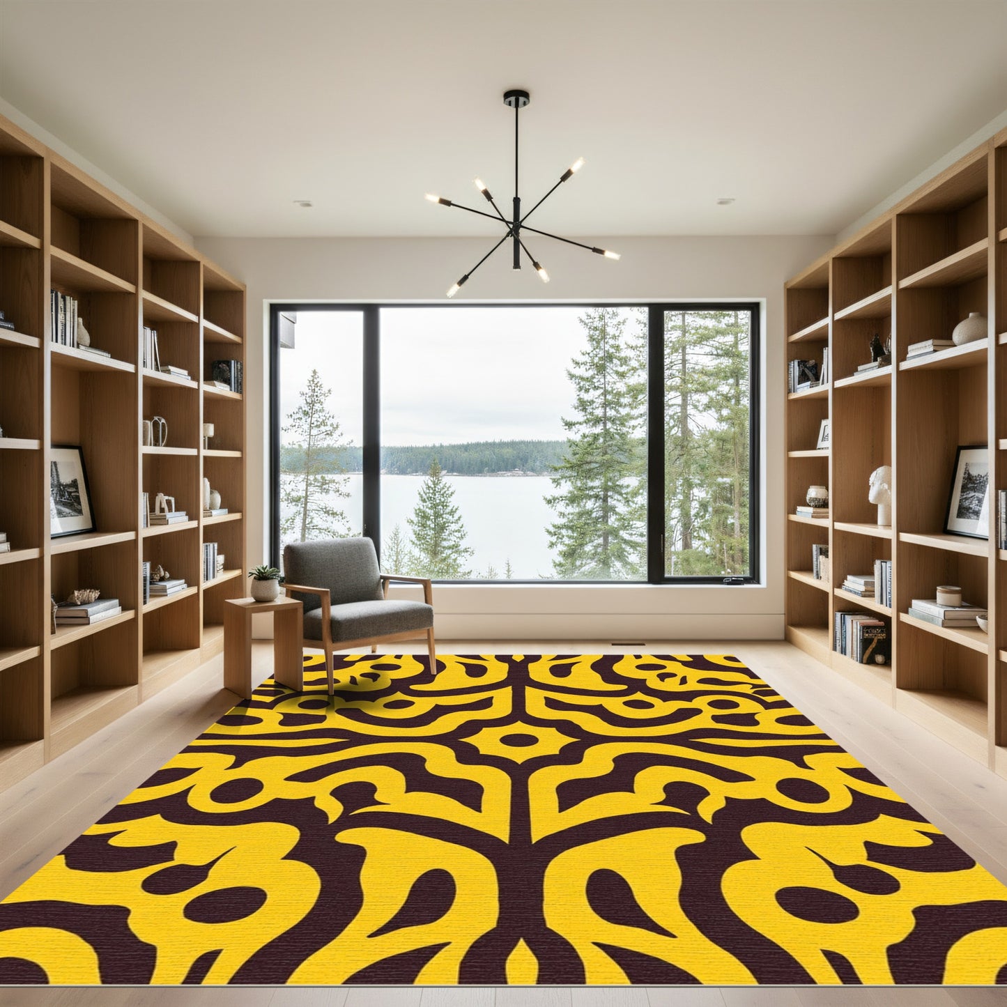 Bold Yellow Scrolling Vine Rug