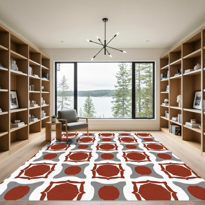 Terra Cotta Gray Geometric Arabesque Rug