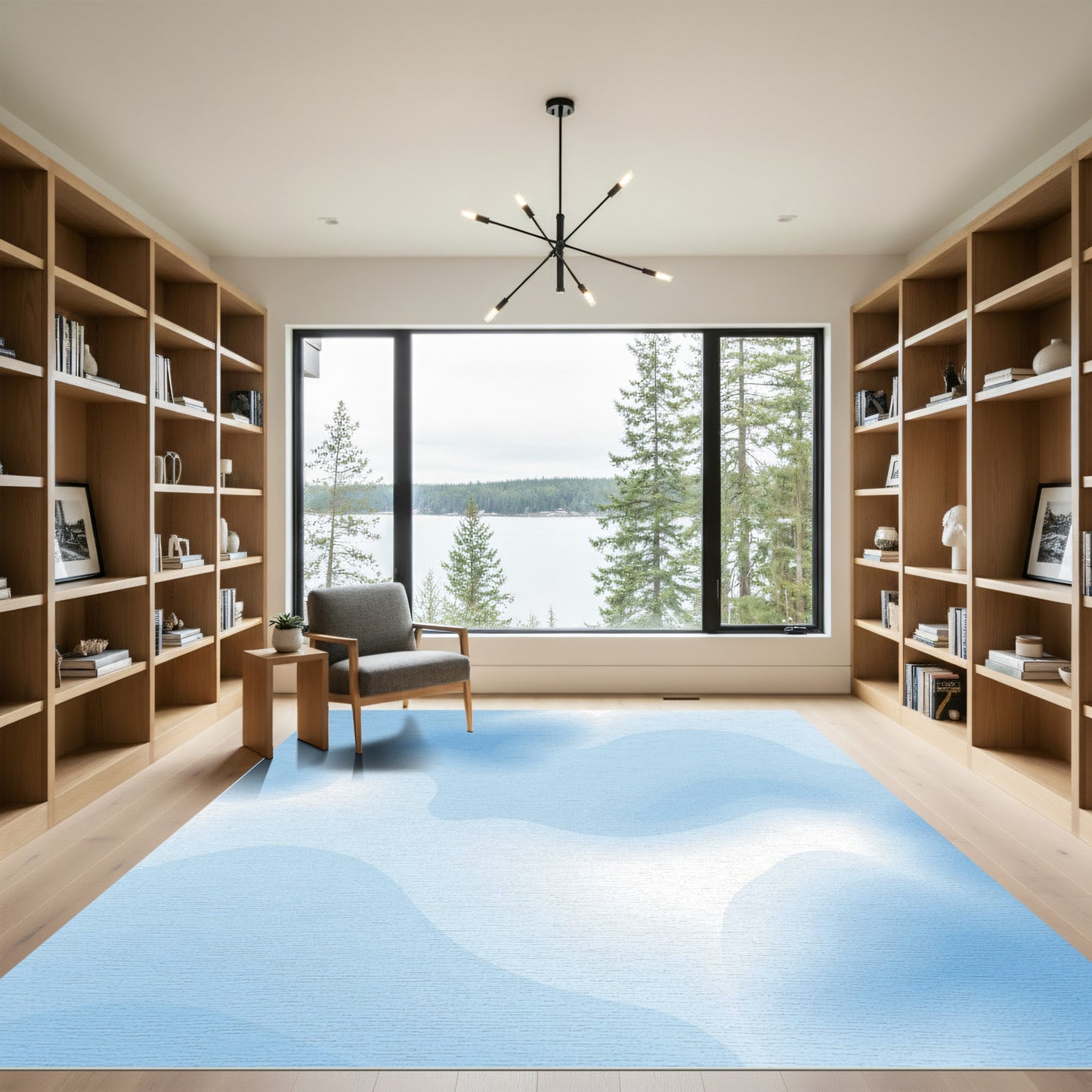 Soft Blue Cloud Gradient Abstract Rug