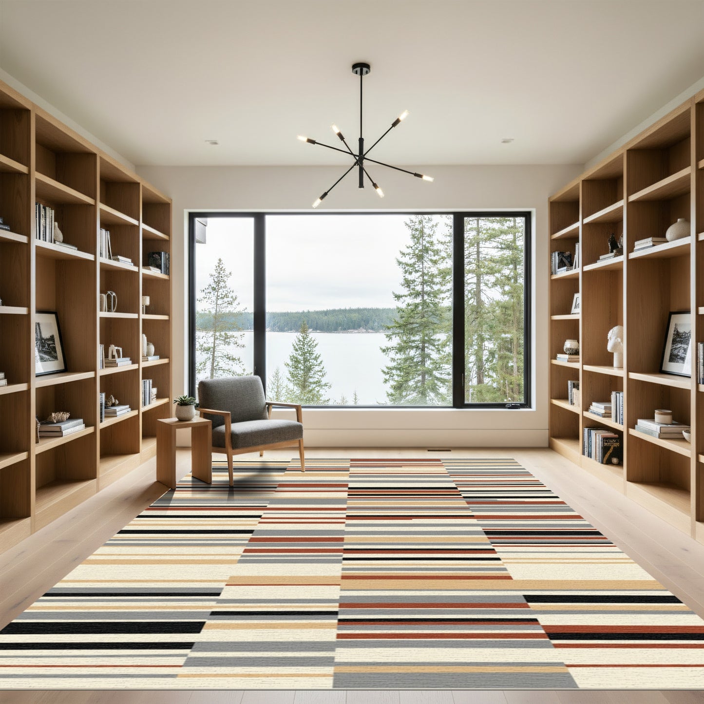 Earthy Geometric Stripe Assemblage Rug