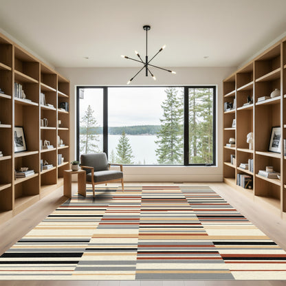 Earthy Geometric Stripe Assemblage Rug