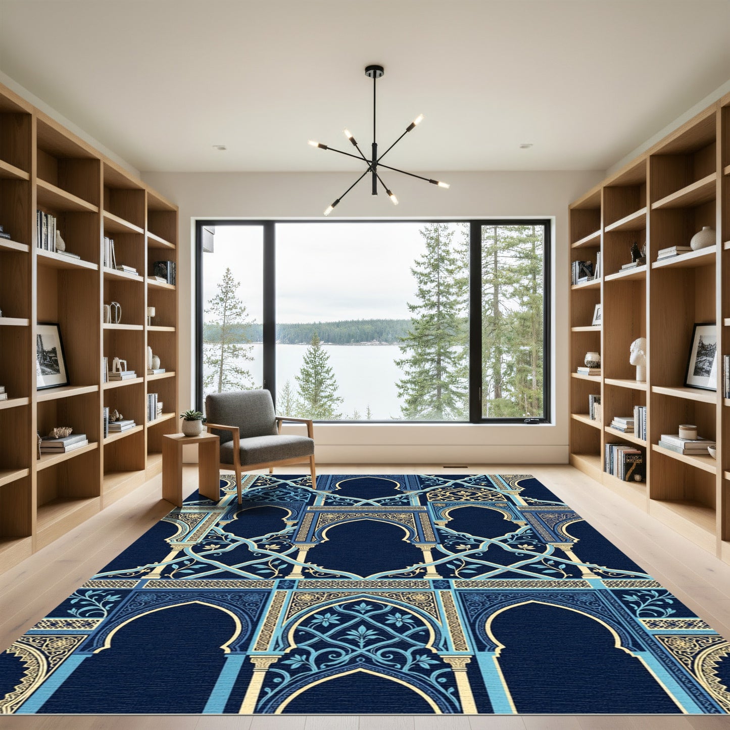 Midnight Blue Arched Palace Tile Rug