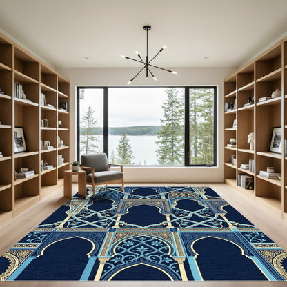 Midnight Blue Arched Palace Tile Rug