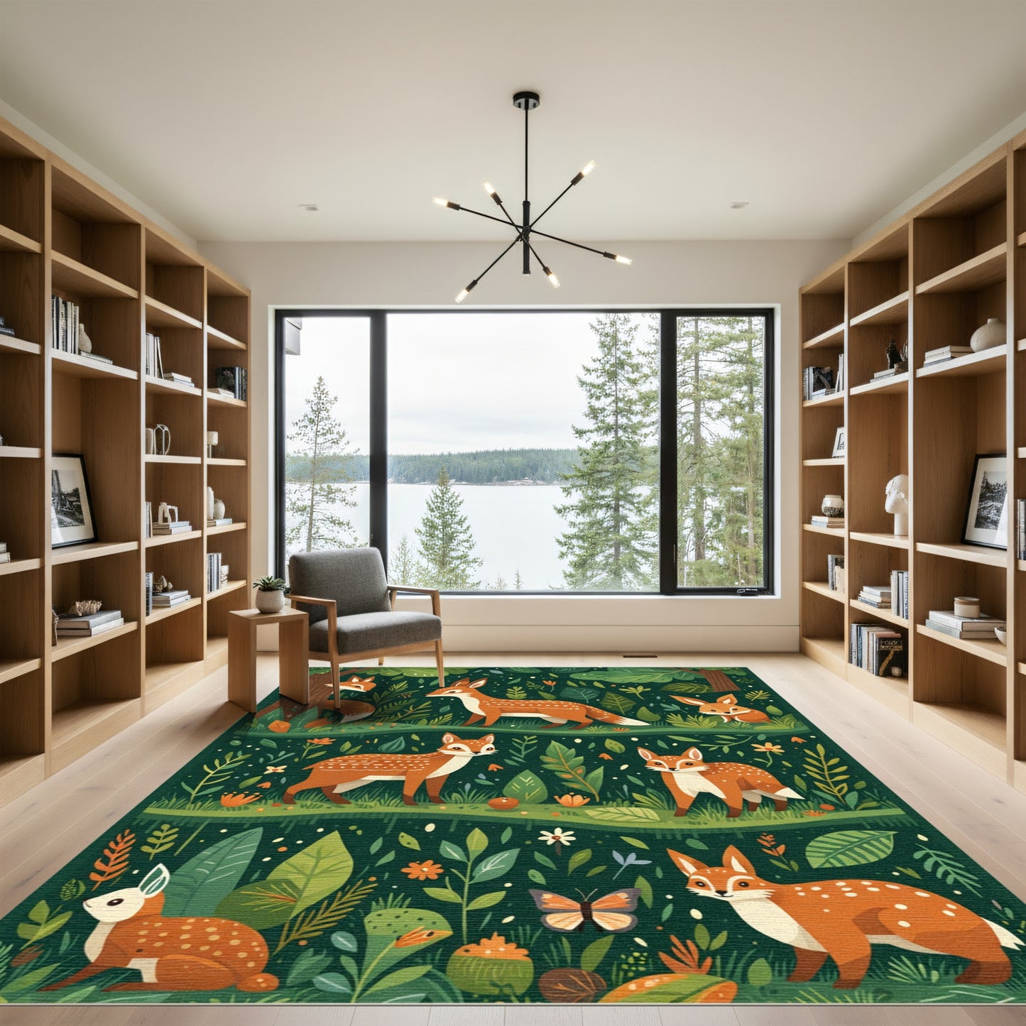 Whimsical Woodland Forest Fox Fauna Rug