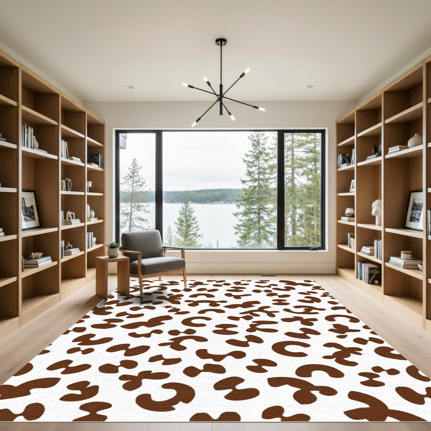 Brown Organic Spotty Composition Rug