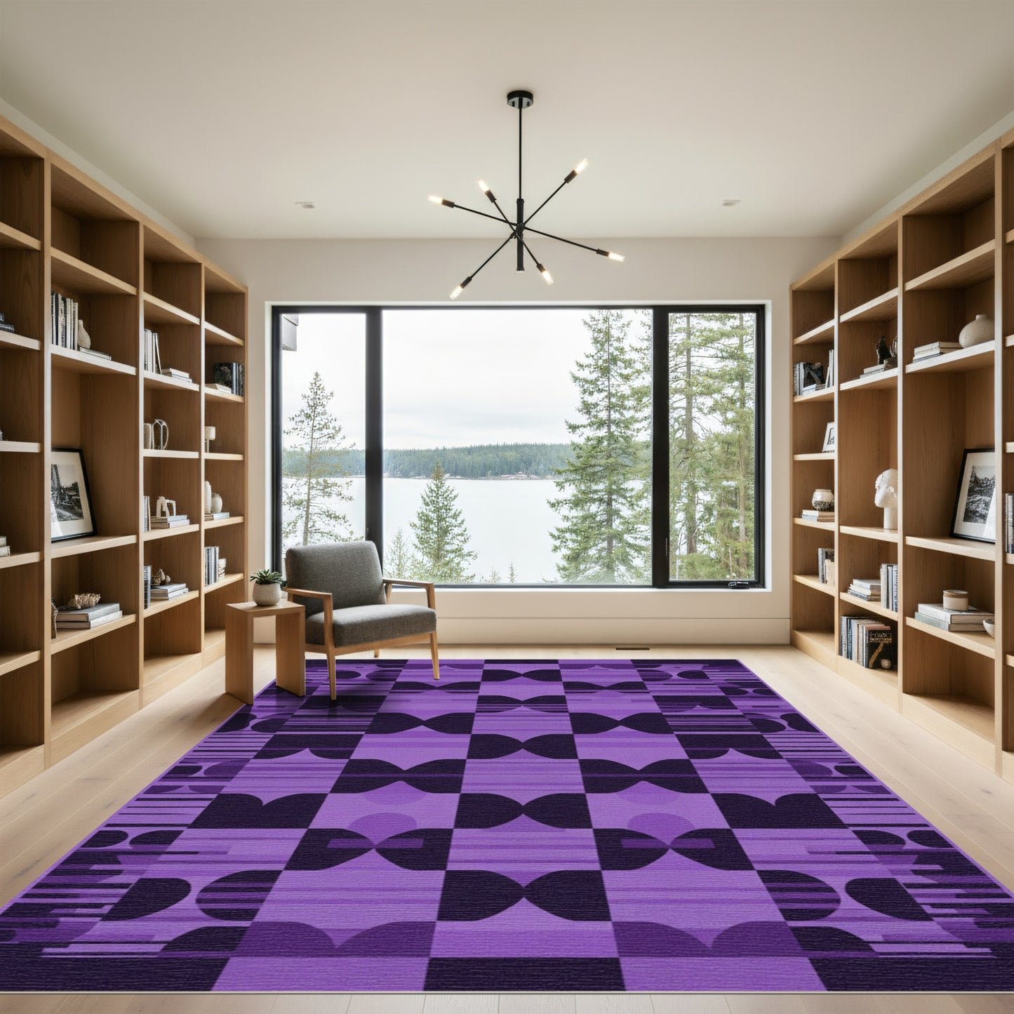 Amethyst Geometric Abstract Checkerboard Rug