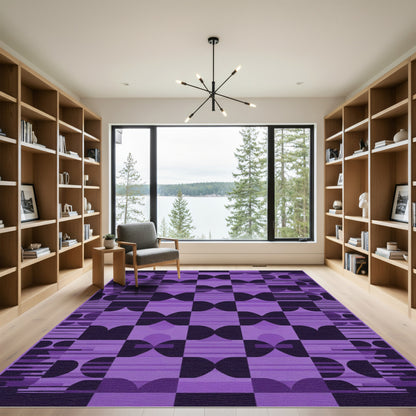 Amethyst Geometric Abstract Checkerboard Rug