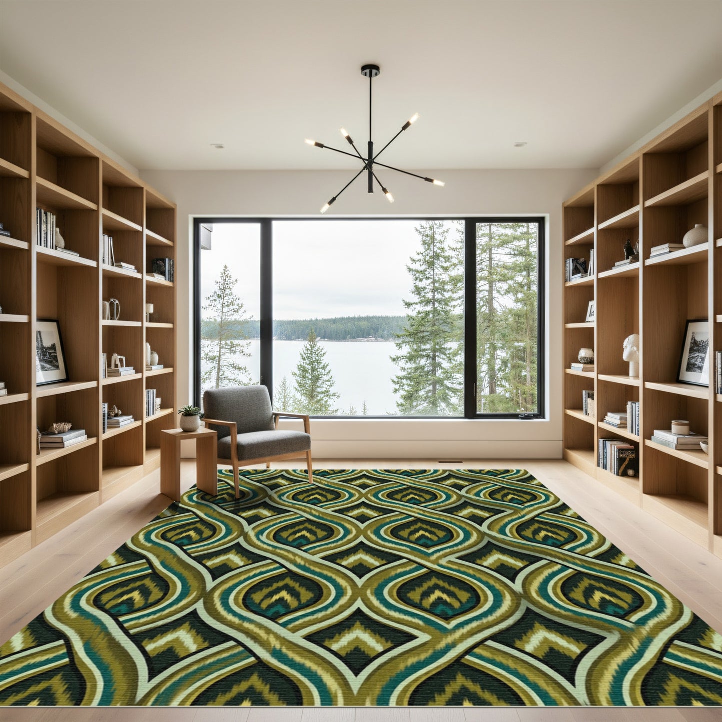 Earth Toned Interlocking Ikat Ovals Rug