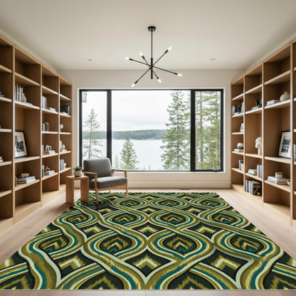 Earth Toned Interlocking Ikat Ovals Rug