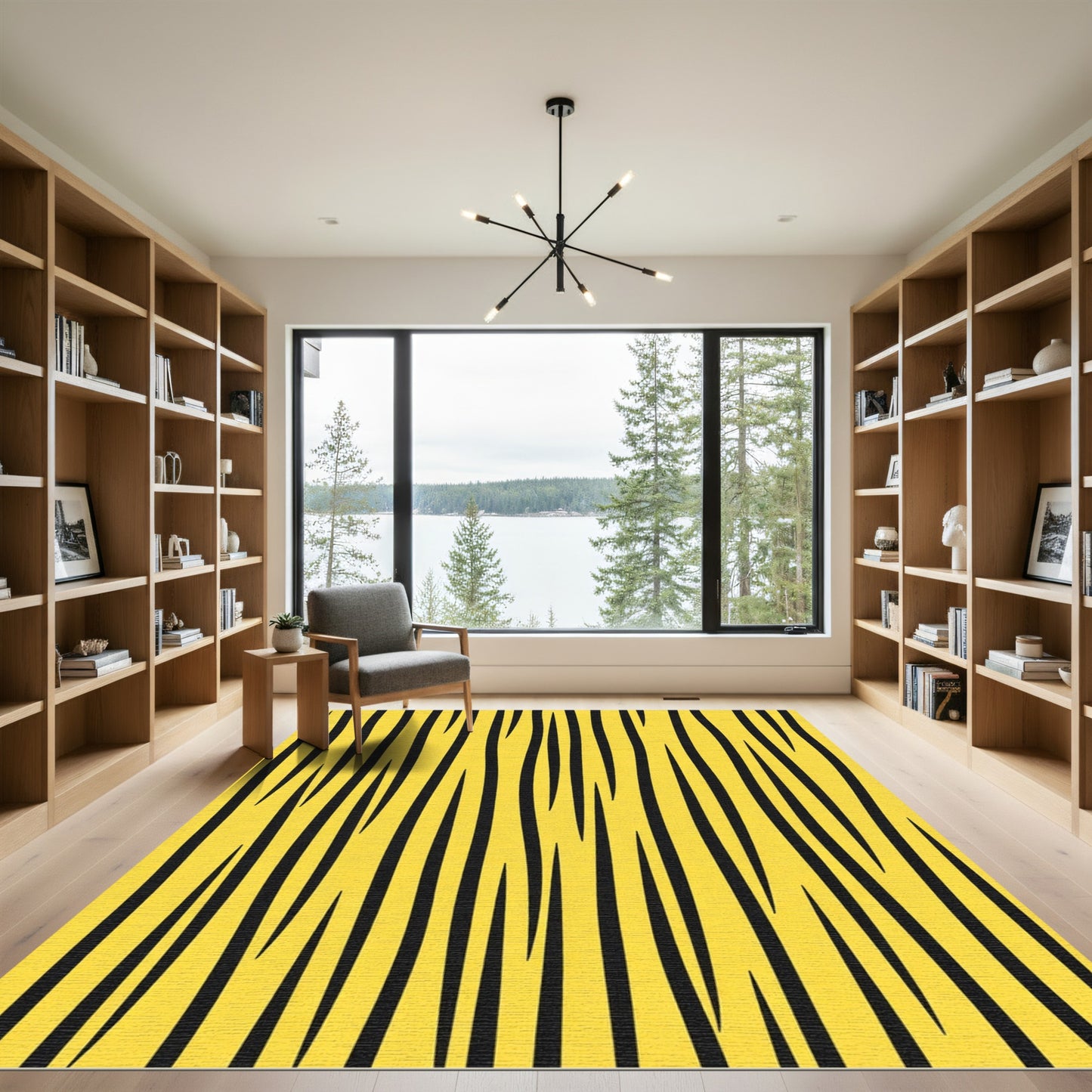 Bold Yellow Black Zebra Stripe Rug