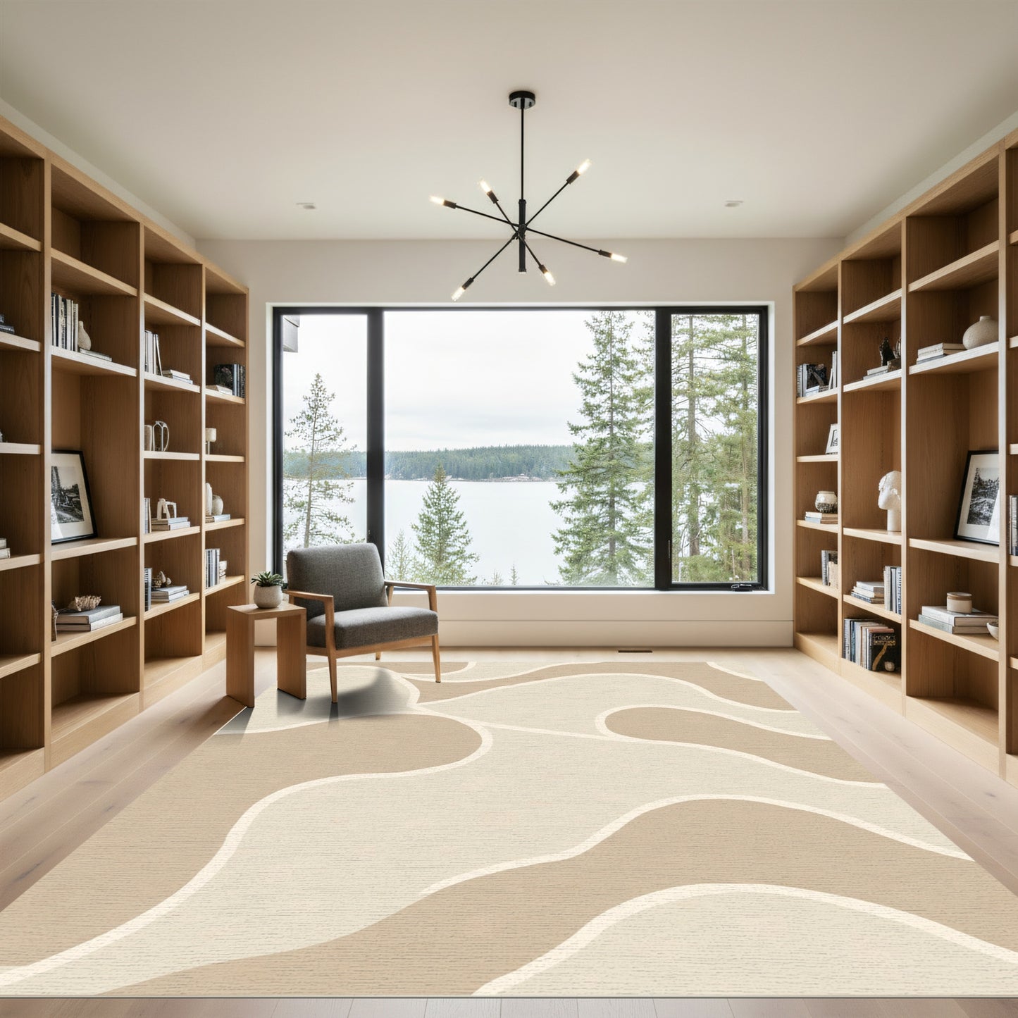 Neutral Earthy Tone Organic Curves Rug