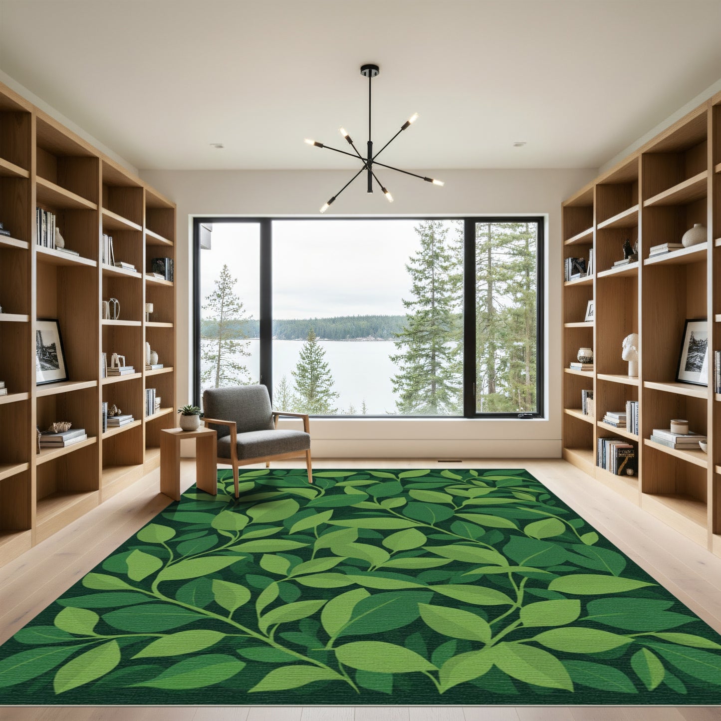 Deep Green Leafy Vine Rug