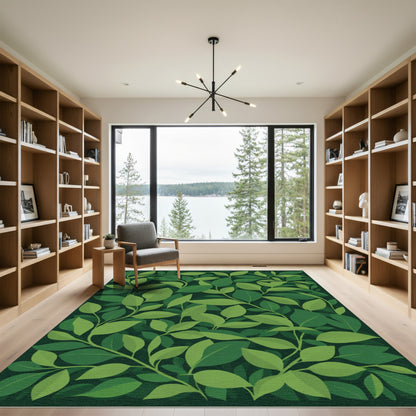 Deep Green Leafy Vine Rug