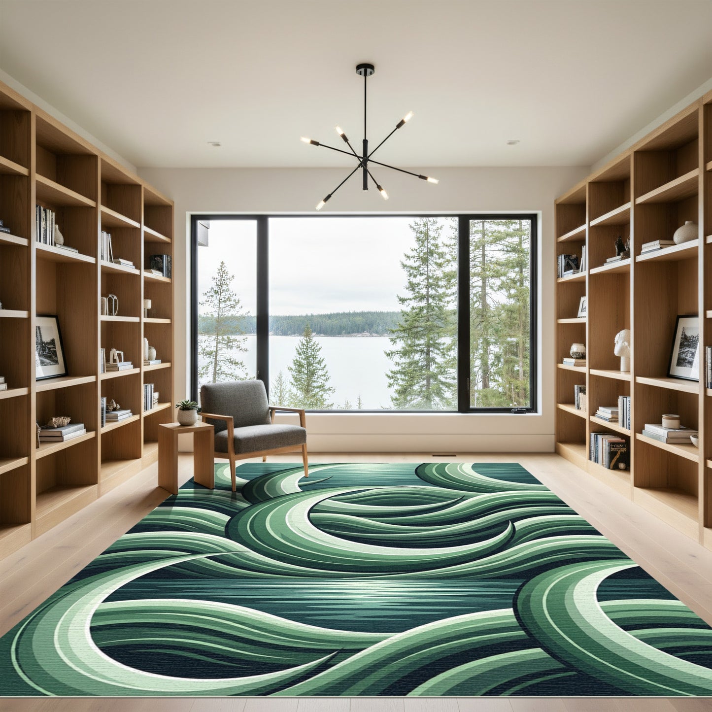 Emerald Swirls Watery Reflection Rug