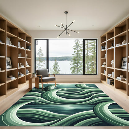 Emerald Swirls Watery Reflection Rug