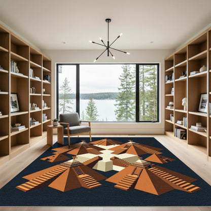 Terracotta Pyramids Geometric Steps Rug