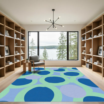Blue Green Pastel Circles Overlap Rug