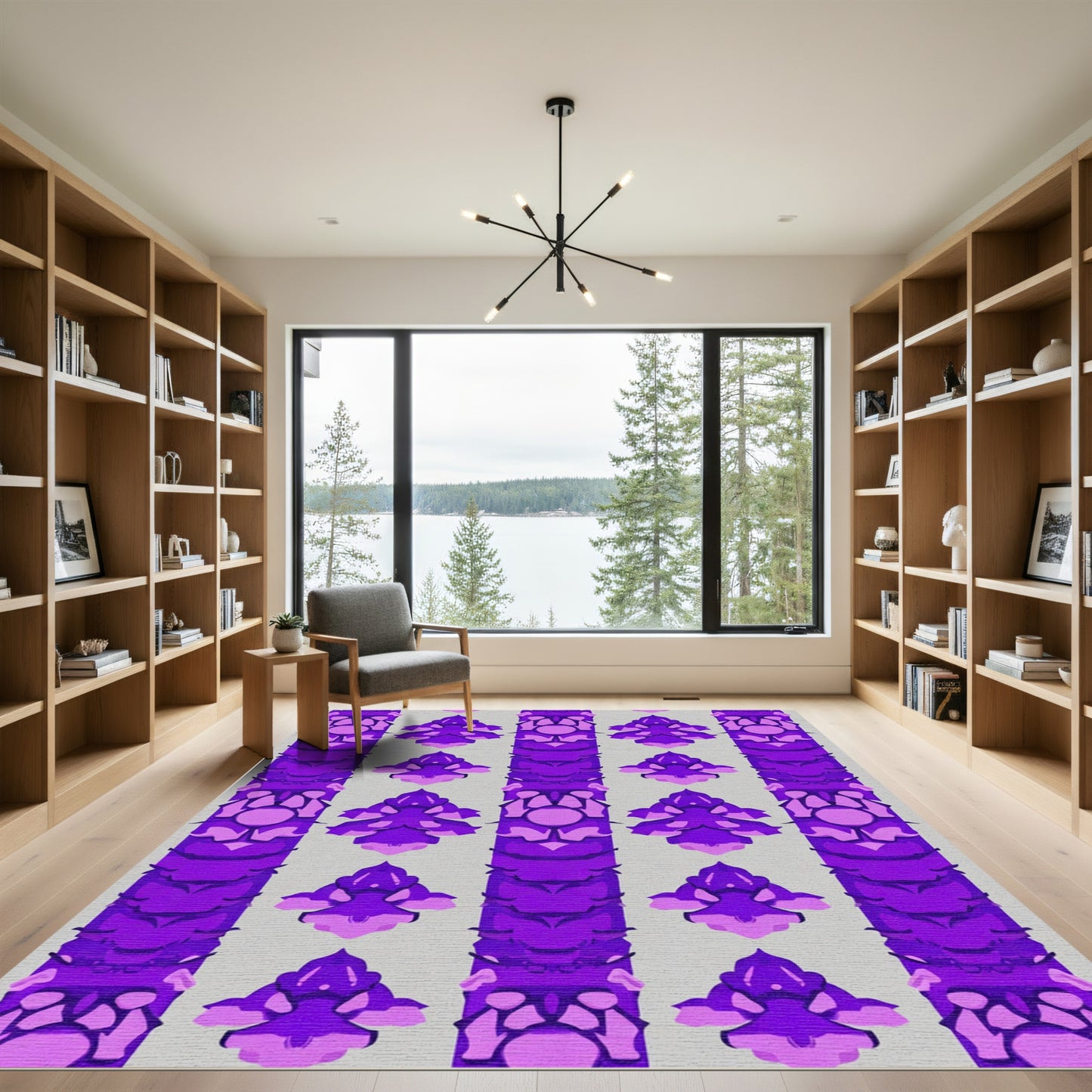 Vibrant Purple Floral Column Rug