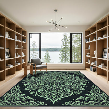 Mint Green Mandala Art Rug